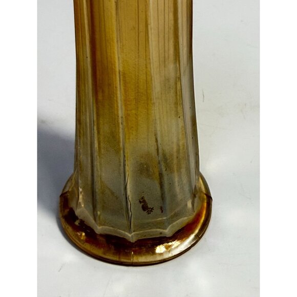 Swung Swing Bud Vase Vintage Light Peach Orange Amber Iridescent Home Decor - Picture 8 of 11